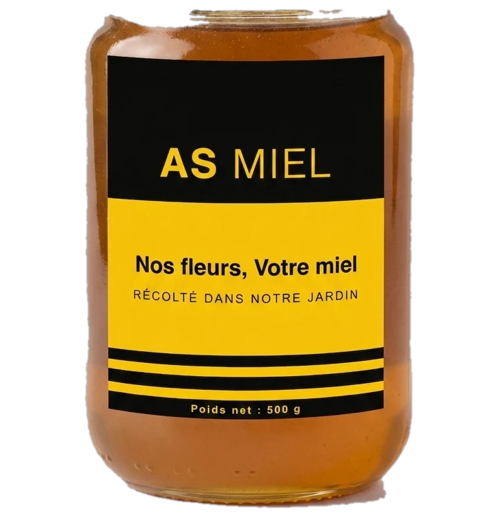 Pot en verre de 500 g de miel de toutes fleurs AS MIEL